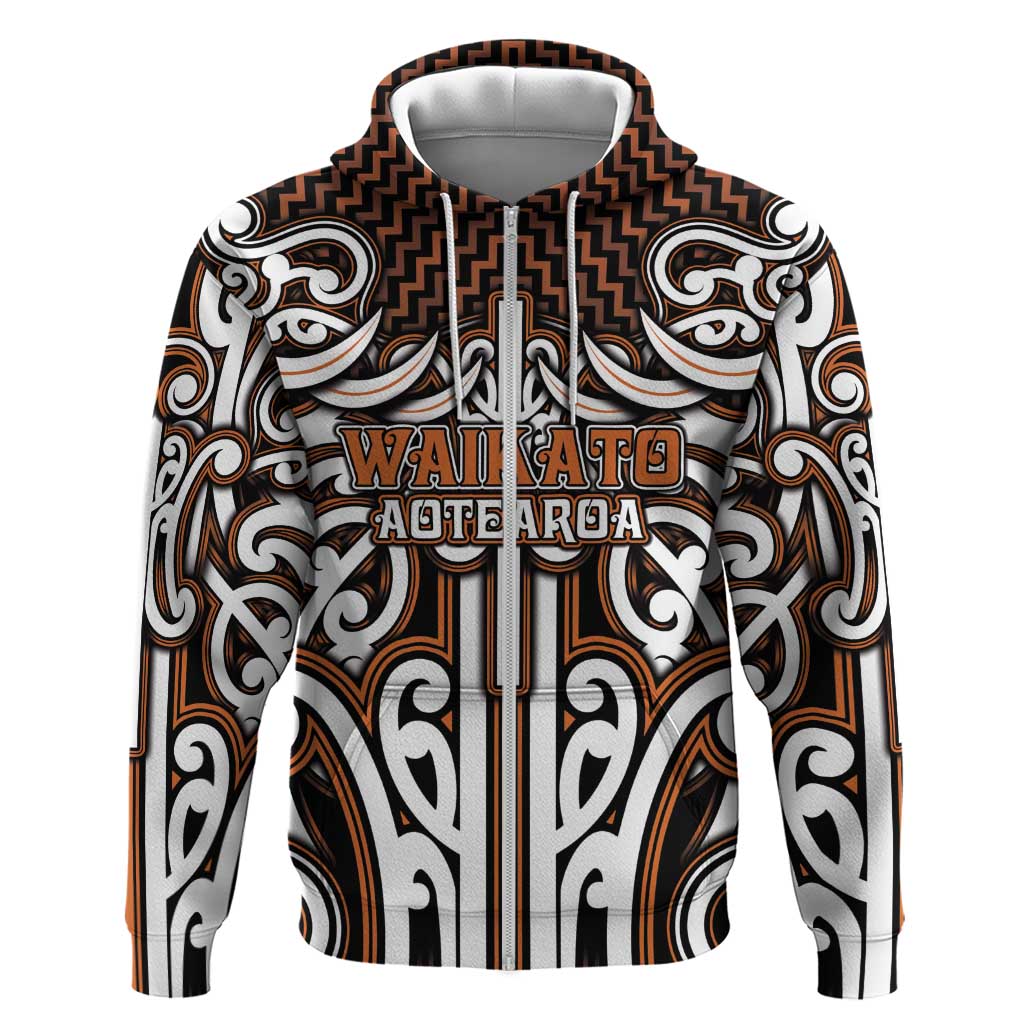 Custom Aotearoa Waikato Hoodie Maori Tribal Pattern Mix Poutama