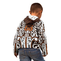 Custom Aotearoa Waikato Kid Hoodie Maori Tribal Pattern Mix Poutama