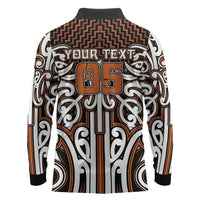 Custom Aotearoa Waikato Long Sleeve Polo Shirt Maori Tribal Pattern Mix Poutama