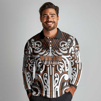 Custom Aotearoa Waikato Long Sleeve Polo Shirt Maori Tribal Pattern Mix Poutama