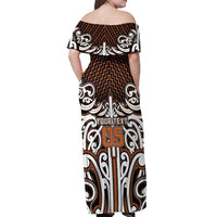 Custom Aotearoa Waikato Off Shoulder Maxi Dress Maori Tribal Pattern Mix Poutama