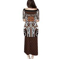 Custom Aotearoa Waikato Puletasi Maori Tribal Pattern Mix Poutama