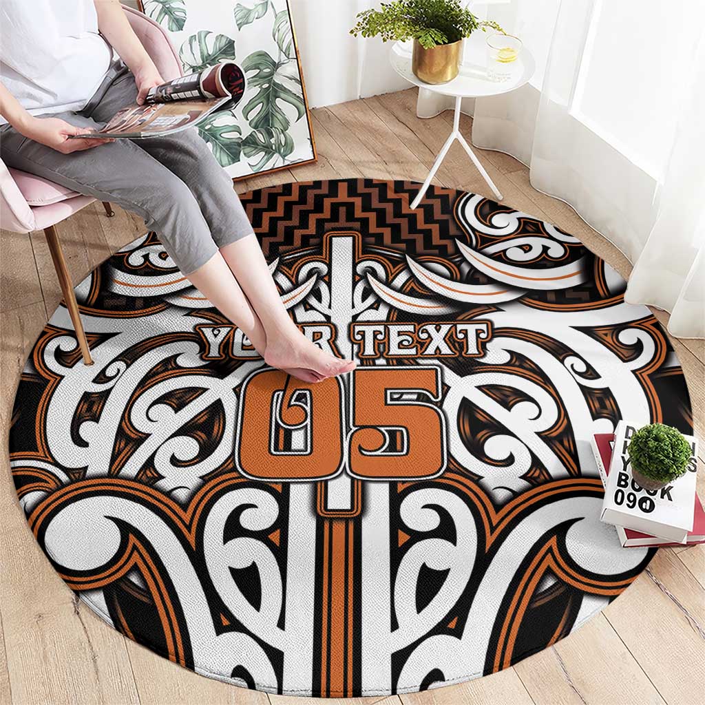 Custom Aotearoa Waikato Round Carpet Maori Tribal Pattern Mix Poutama