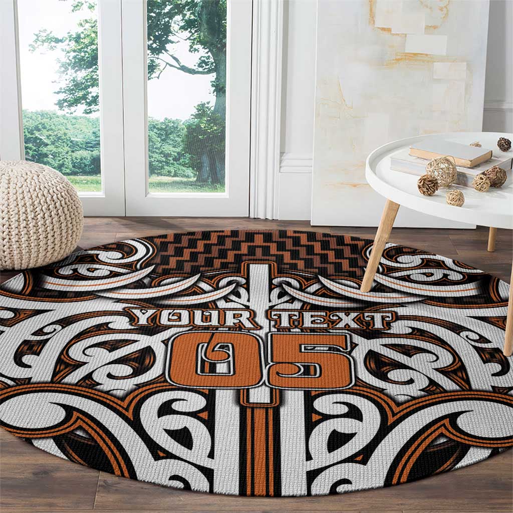 Custom Aotearoa Waikato Round Carpet Maori Tribal Pattern Mix Poutama