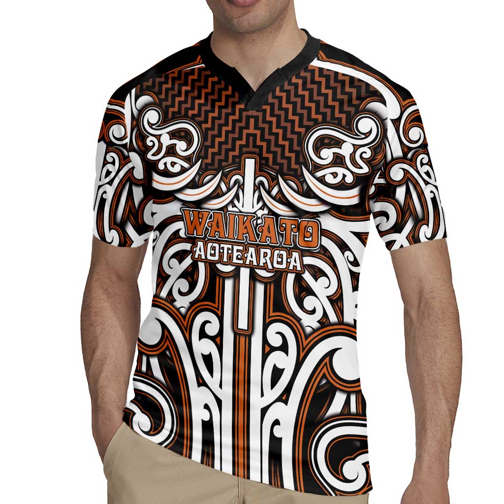 Custom Aotearoa Waikato Rugby Jersey Maori Tribal Pattern Mix Poutama