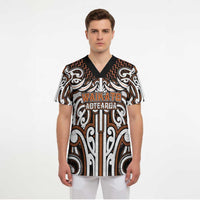 Custom Aotearoa Waikato Scrub Top Maori Tribal Pattern Mix Poutama