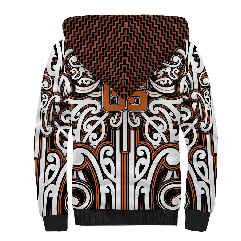 Custom Aotearoa Waikato Sherpa Hoodie Maori Tribal Pattern Mix Poutama