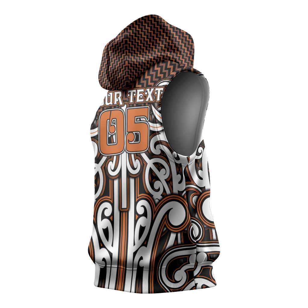 Custom Aotearoa Waikato Sleeveless Hoodie Maori Tribal Pattern Mix Poutama