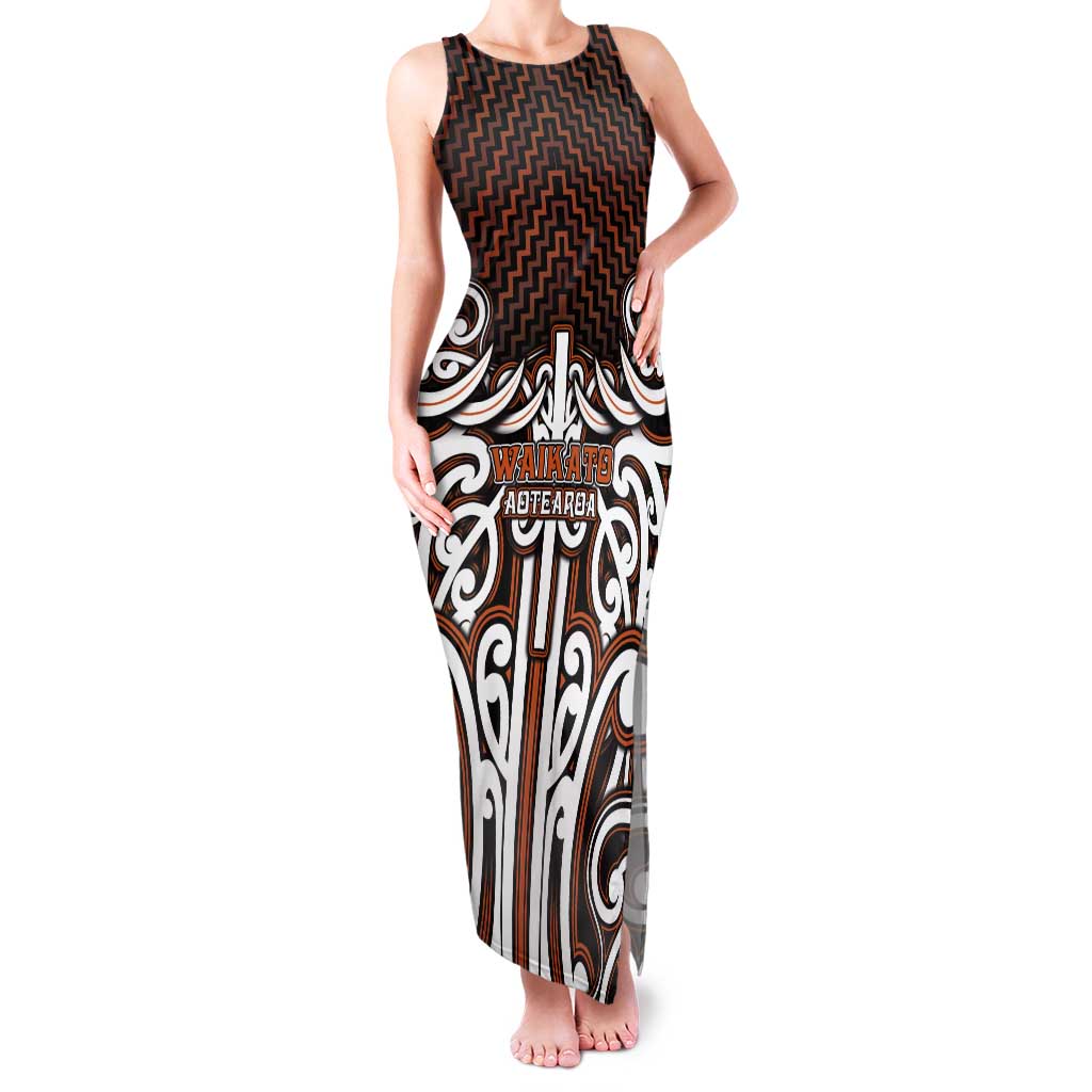 Custom Aotearoa Waikato Tank Maxi Dress Maori Tribal Pattern Mix Poutama