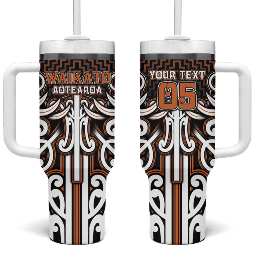 Custom Aotearoa Waikato Tumbler With Handle Maori Tribal Pattern Mix Poutama