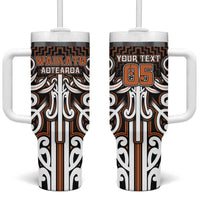Custom Aotearoa Waikato Tumbler With Handle Maori Tribal Pattern Mix Poutama