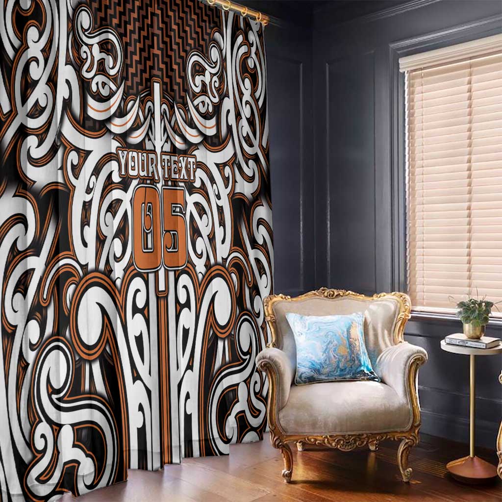 Custom Aotearoa Waikato Window Curtain Maori Tribal Pattern Mix Poutama