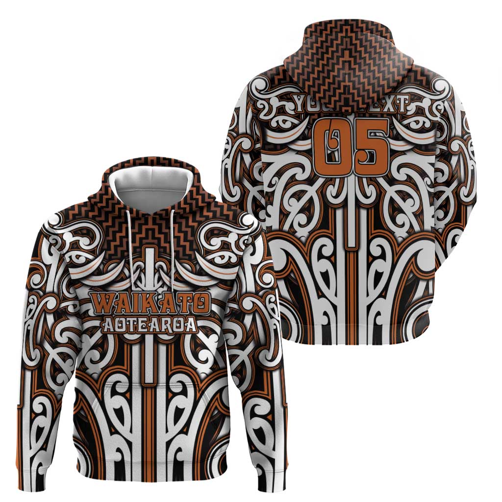 Custom Aotearoa Waikato Zip Hoodie Maori Tribal Pattern Mix Poutama