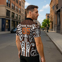 Custom Aotearoa Waikato Zipper Polo Shirt Maori Tribal Pattern Mix Poutama