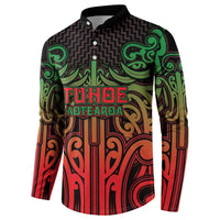 Custom Aotearoa Tuhoe Button Sweatshirt Maori Tribal Pattern Mix Poutama