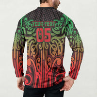 Custom Aotearoa Tuhoe Button Sweatshirt Maori Tribal Pattern Mix Poutama