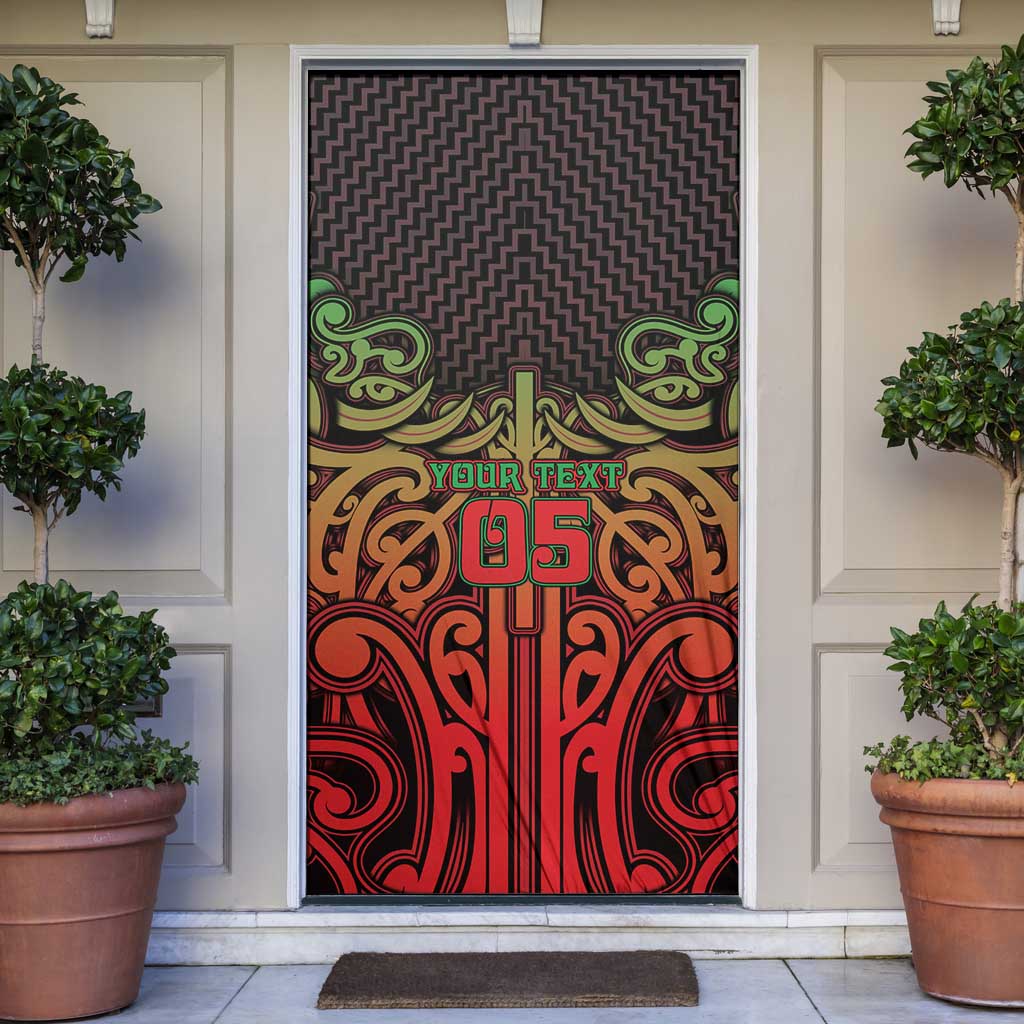 Custom Aotearoa Tuhoe Door Cover Maori Tribal Pattern Mix Poutama