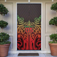 Custom Aotearoa Tuhoe Door Cover Maori Tribal Pattern Mix Poutama
