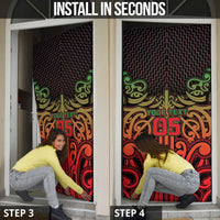 Custom Aotearoa Tuhoe Door Cover Maori Tribal Pattern Mix Poutama