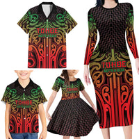 Custom Aotearoa Tuhoe Family Matching Long Sleeve Bodycon Dress and Hawaiian Shirt Maori Tribal Pattern Mix Poutama LT05 - Polynesian Pride