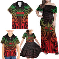 Custom Aotearoa Tuhoe Family Matching Off Shoulder Maxi Dress and Hawaiian Shirt Maori Tribal Pattern Mix Poutama LT05 - Polynesian Pride