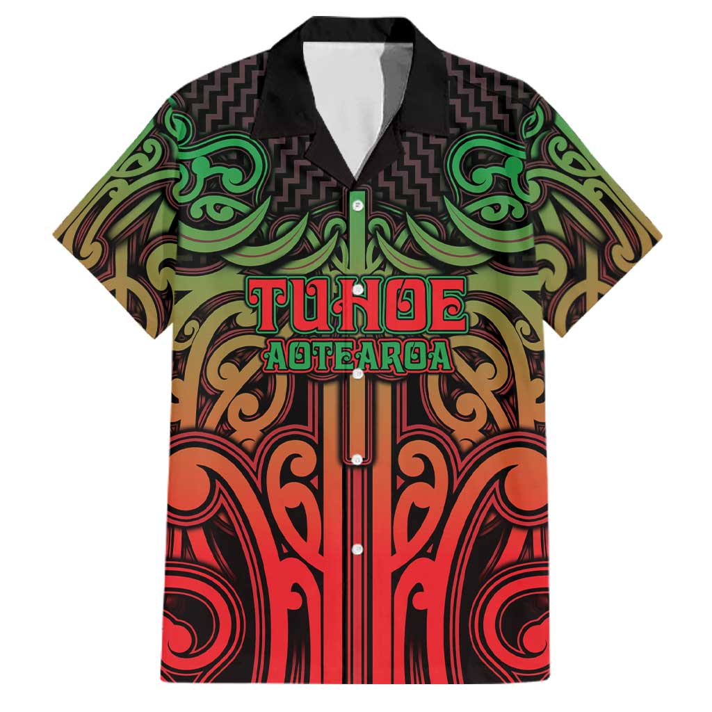 Custom Aotearoa Tuhoe Family Matching Off Shoulder Maxi Dress and Hawaiian Shirt Maori Tribal Pattern Mix Poutama LT05 Dad's Shirt - Short Sleeve Black - Polynesian Pride
