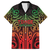 Custom Aotearoa Tuhoe Family Matching Off Shoulder Maxi Dress and Hawaiian Shirt Maori Tribal Pattern Mix Poutama LT05 Dad's Shirt - Short Sleeve Black - Polynesian Pride