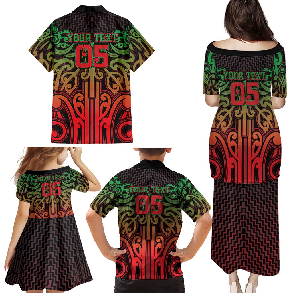 Custom Aotearoa Tuhoe Family Matching Puletasi and Hawaiian Shirt Maori Tribal Pattern Mix Poutama