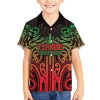 Custom Aotearoa Tuhoe Family Matching Summer Maxi Dress and Hawaiian Shirt Maori Tribal Pattern Mix Poutama LT05 Son's Shirt Black - Polynesian Pride