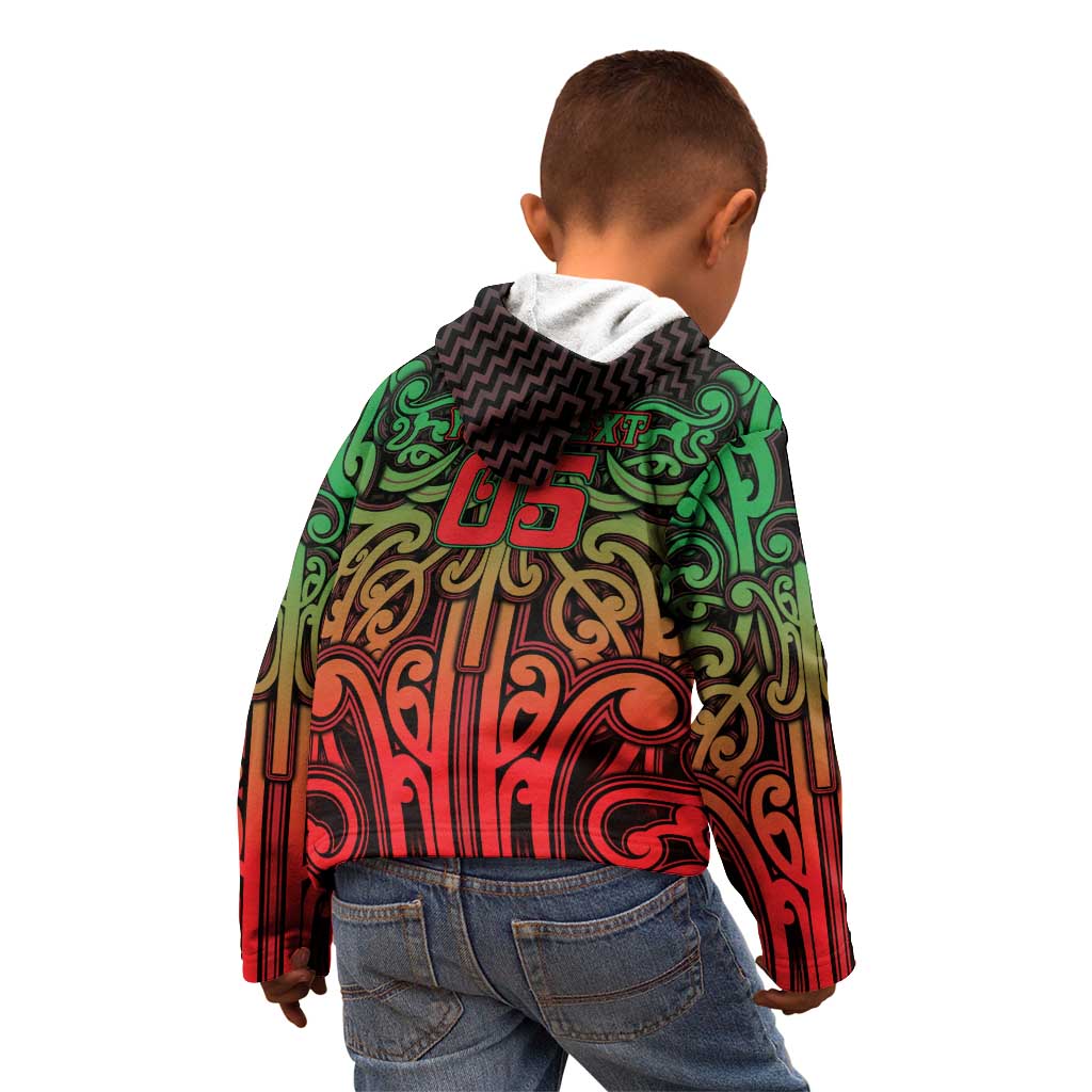 Custom Aotearoa Tuhoe Kid Hoodie Maori Tribal Pattern Mix Poutama