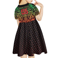 Custom Aotearoa Tuhoe Kid Short Sleeve Dress Maori Tribal Pattern Mix Poutama