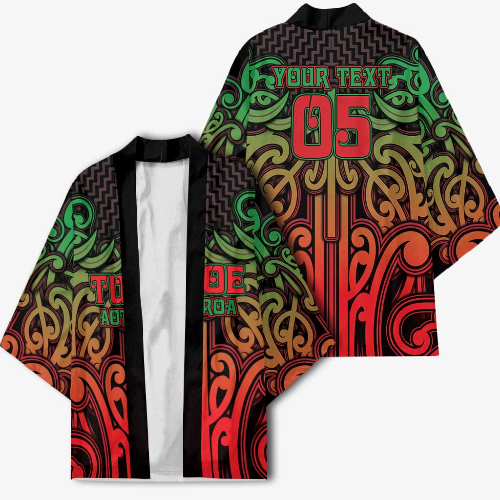 Custom Aotearoa Tuhoe Kimono Maori Tribal Pattern Mix Poutama
