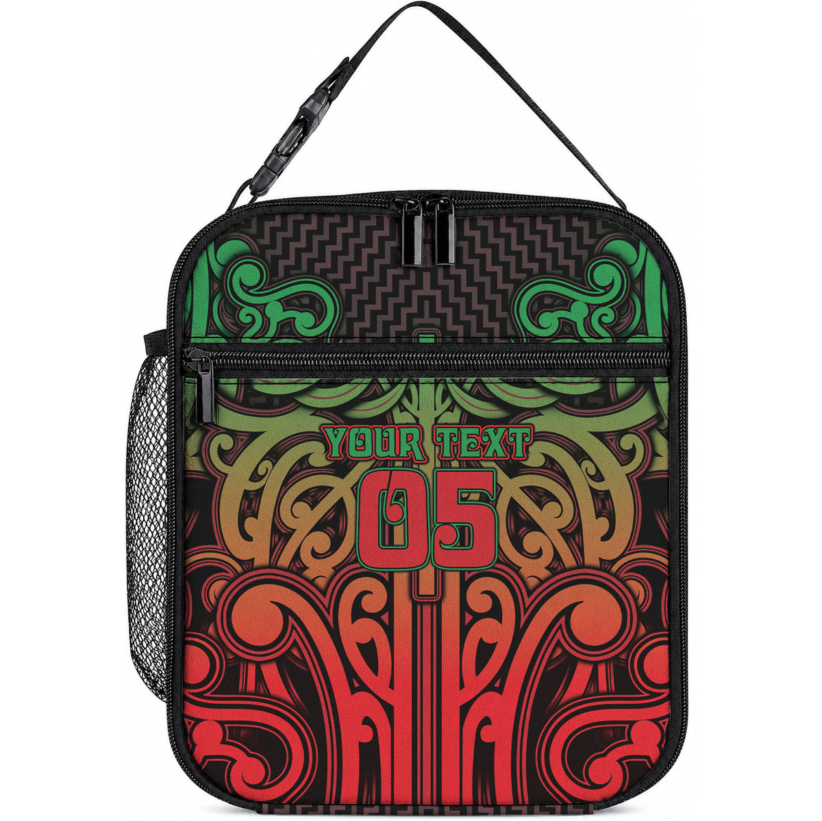 Custom Aotearoa Tuhoe Lunch Bag Maori Tribal Pattern Mix Poutama LT05 10.2 × 8.3 × 4.3 inch Black - Polynesian Pride