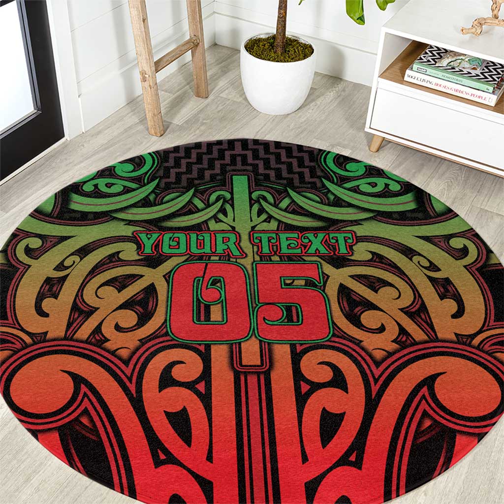 Custom Aotearoa Tuhoe Round Carpet Maori Tribal Pattern Mix Poutama