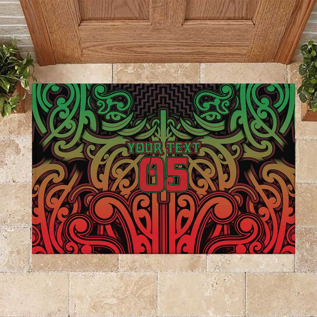 Custom Aotearoa Tuhoe Rubber Doormat Maori Tribal Pattern Mix Poutama