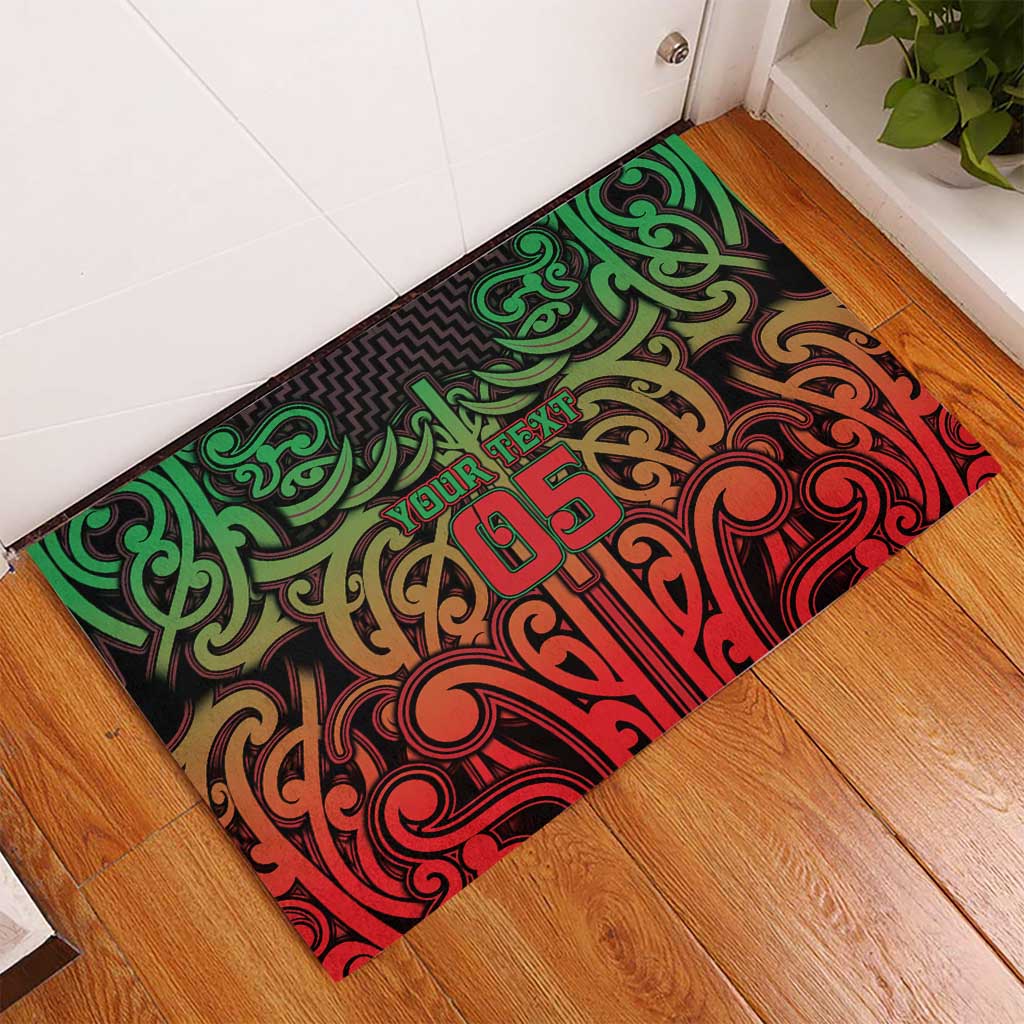 Custom Aotearoa Tuhoe Rubber Doormat Maori Tribal Pattern Mix Poutama