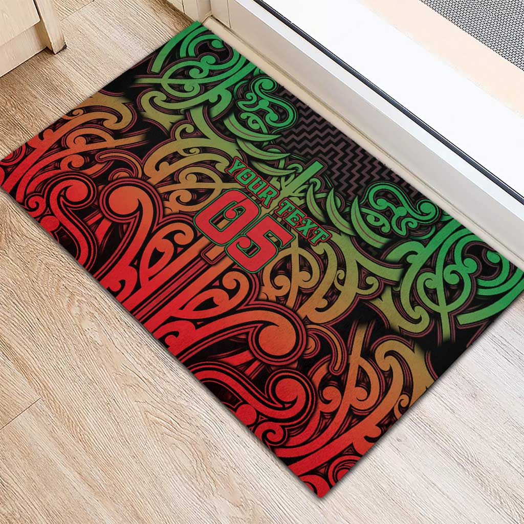 Custom Aotearoa Tuhoe Rubber Doormat Maori Tribal Pattern Mix Poutama