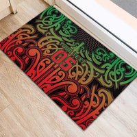 Custom Aotearoa Tuhoe Rubber Doormat Maori Tribal Pattern Mix Poutama
