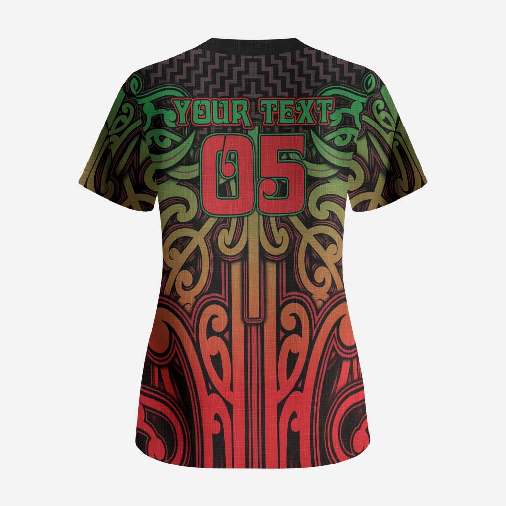Custom Aotearoa Tuhoe Scrub Top Maori Tribal Pattern Mix Poutama