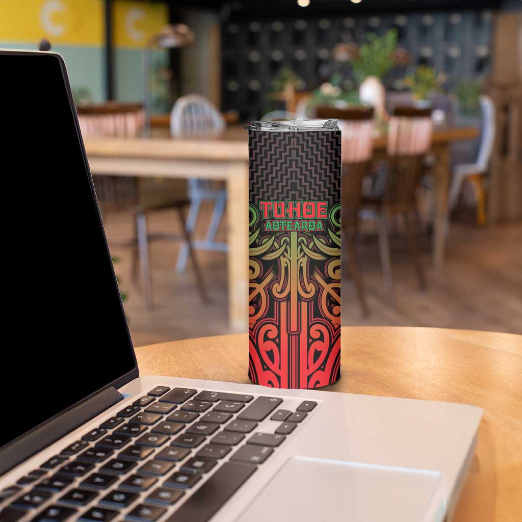 Custom Aotearoa Tuhoe Skinny Tumbler Maori Tribal Pattern Mix Poutama