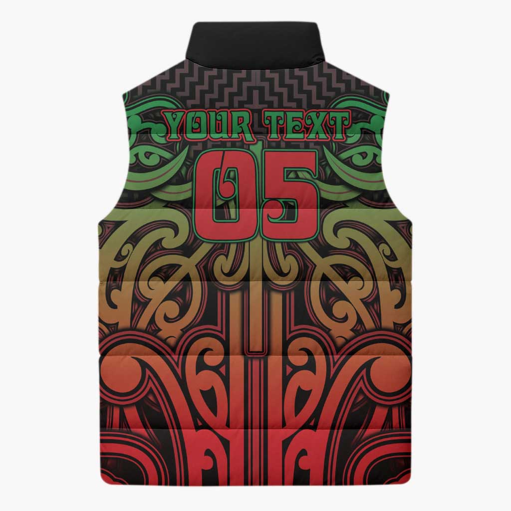 Custom Aotearoa Tuhoe Sleeveless Puffer Jacket Maori Tribal Pattern Mix Poutama