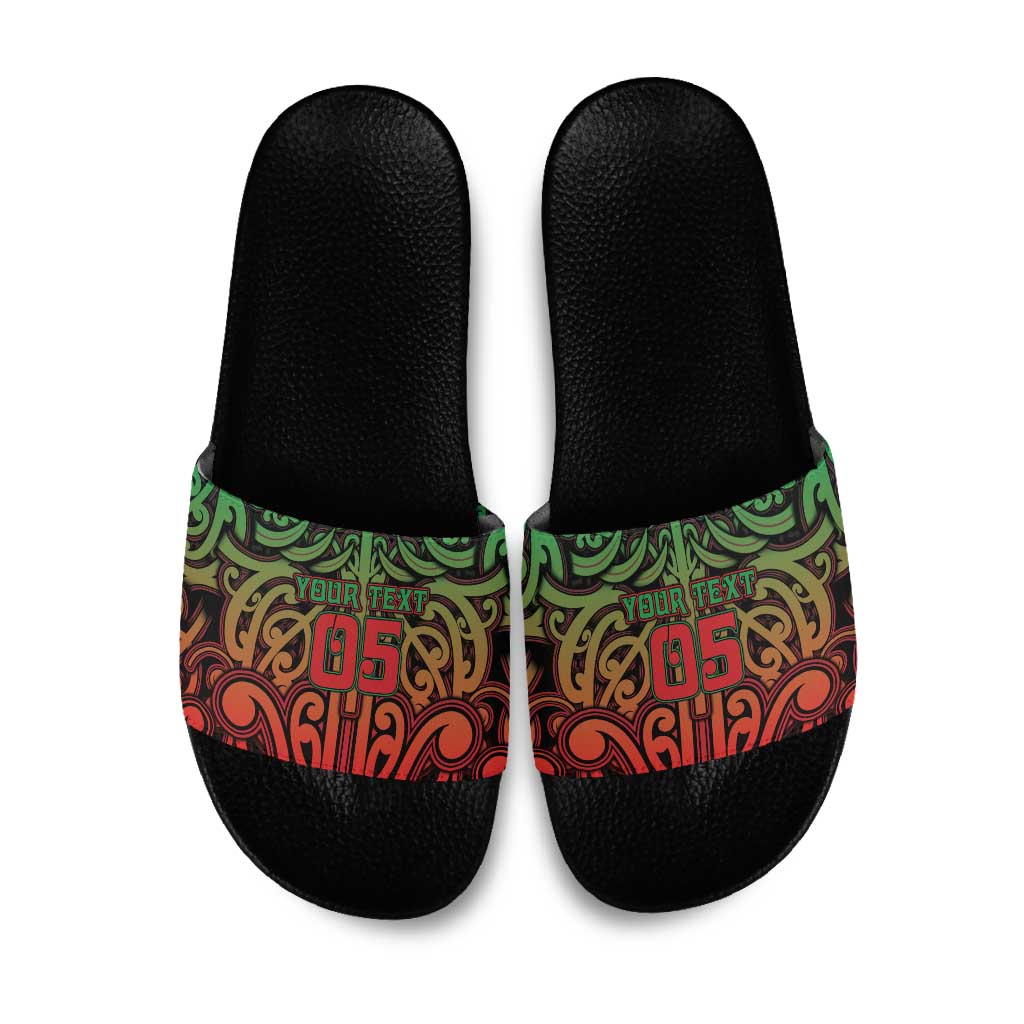 Custom Aotearoa Tuhoe Slide Sandals Maori Tribal Pattern Mix Poutama