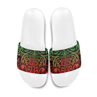 Custom Aotearoa Tuhoe Slide Sandals Maori Tribal Pattern Mix Poutama