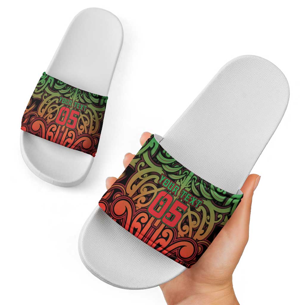Custom Aotearoa Tuhoe Slide Sandals Maori Tribal Pattern Mix Poutama