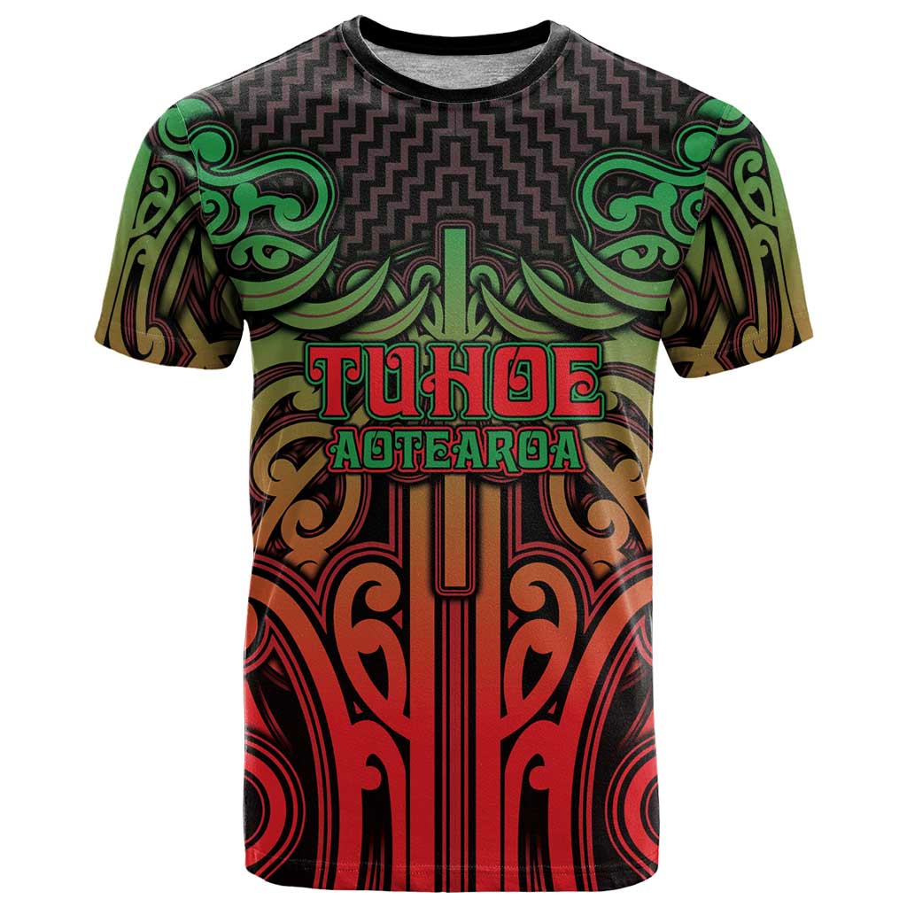 Custom Aotearoa Tuhoe T Shirt Maori Tribal Pattern Mix Poutama