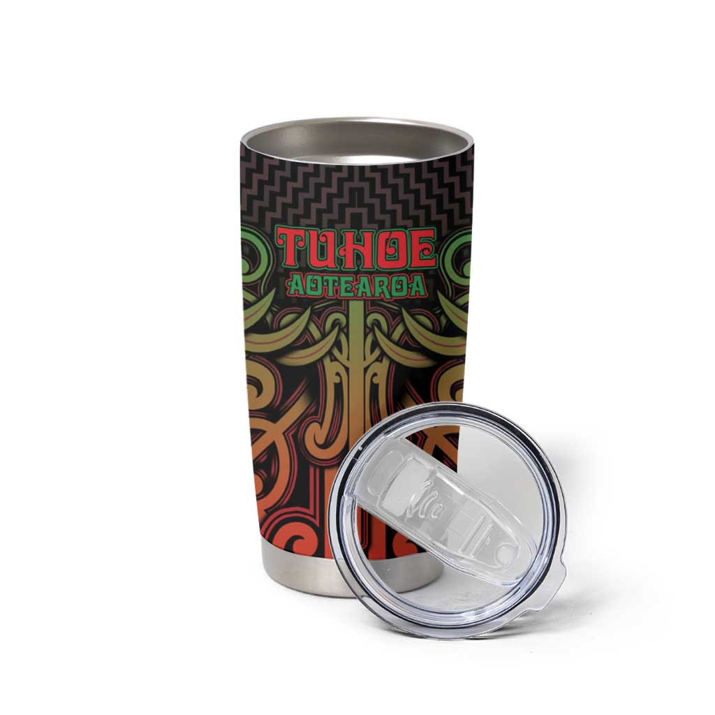 Custom Aotearoa Tuhoe Tumbler Cup Maori Tribal Pattern Mix Poutama