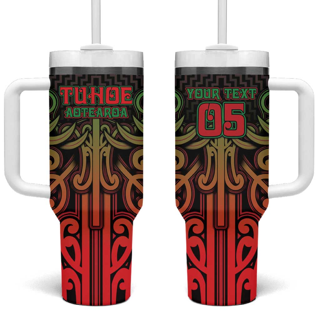 Custom Aotearoa Tuhoe Tumbler With Handle Maori Tribal Pattern Mix Poutama