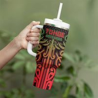 Custom Aotearoa Tuhoe Tumbler With Handle Maori Tribal Pattern Mix Poutama
