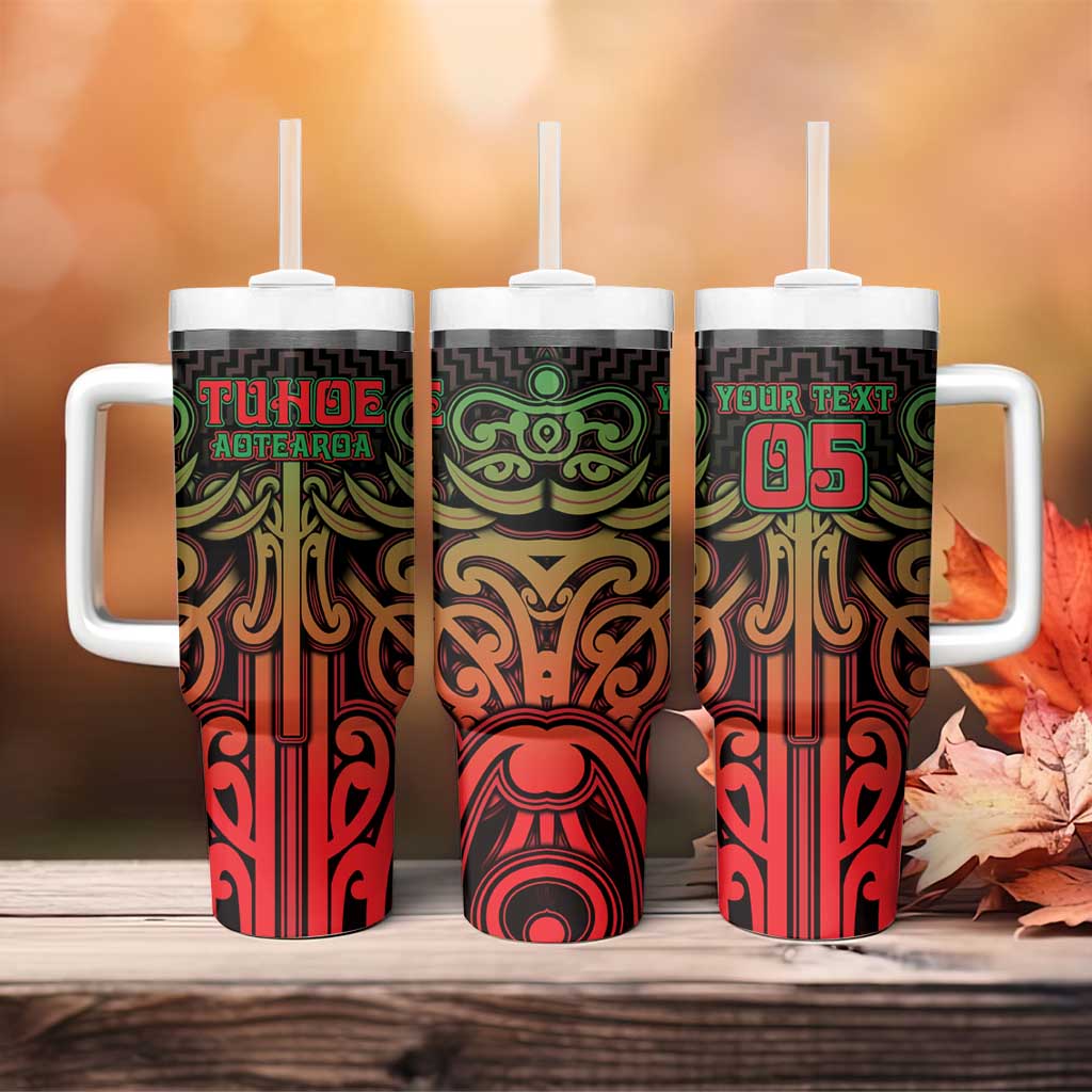 Custom Aotearoa Tuhoe Tumbler With Handle Maori Tribal Pattern Mix Poutama