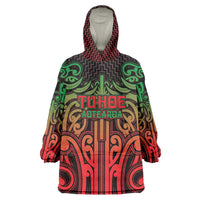 Custom Aotearoa Tuhoe Wearable Blanket Hoodie Maori Tribal Pattern Mix Poutama